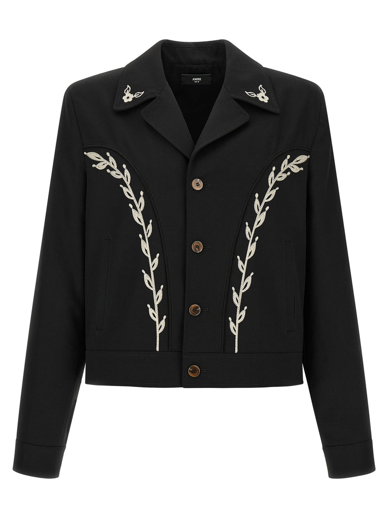 Amiri Black Polyester Full-Length Jacket - Western Style