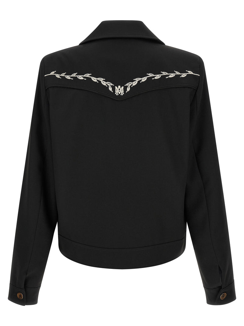 Amiri Black Polyester Full-Length Jacket - Western Style