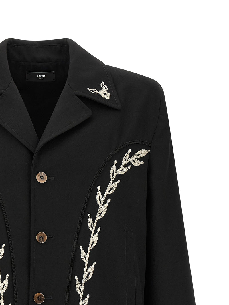 Amiri Black Polyester Full-Length Jacket - Western Style
