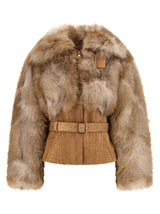 Elisabetta Franchi Brown Polyester Full-Length Jacket