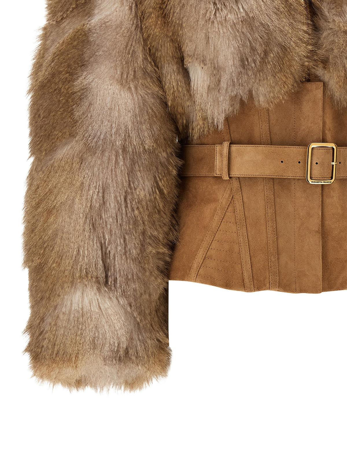 Elisabetta Franchi Brown Polyester Full-Length Jacket