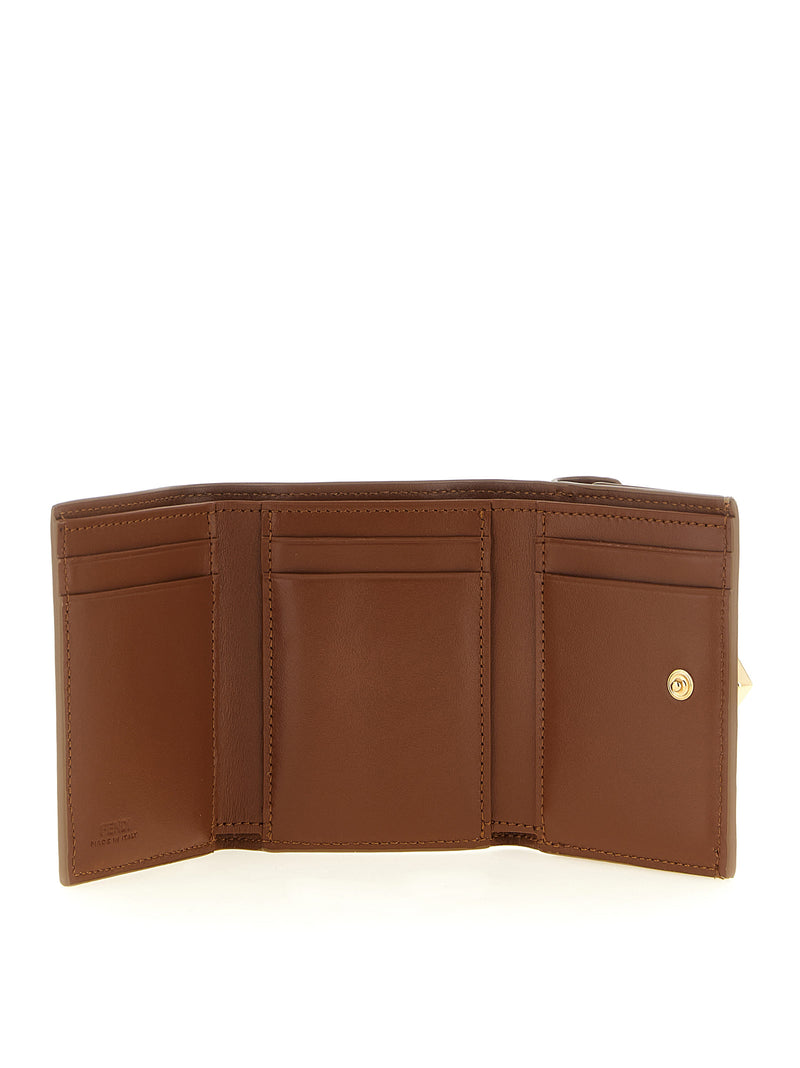 Fendi Brown Calfskin Cardholder - Trifold Mini FF Wallet