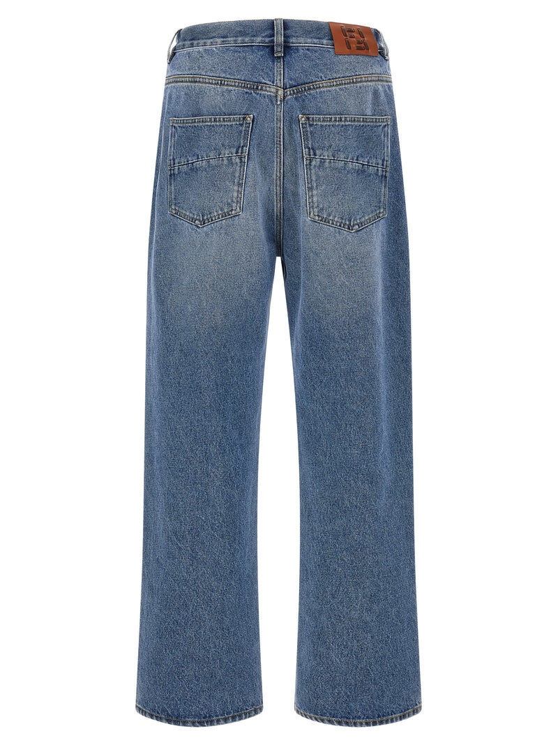 Fendi Blue Cotton Relaxed Fit Jeans for Men