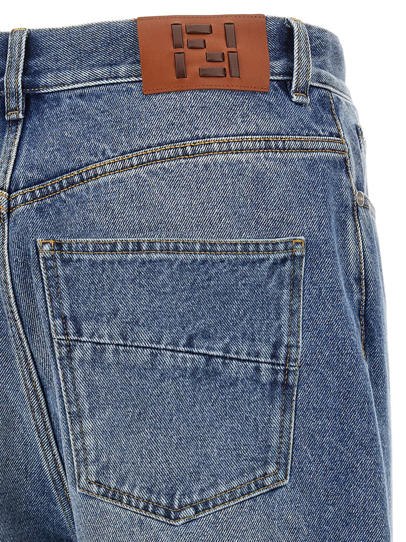 Fendi Blue Cotton Relaxed Fit Jeans for Men