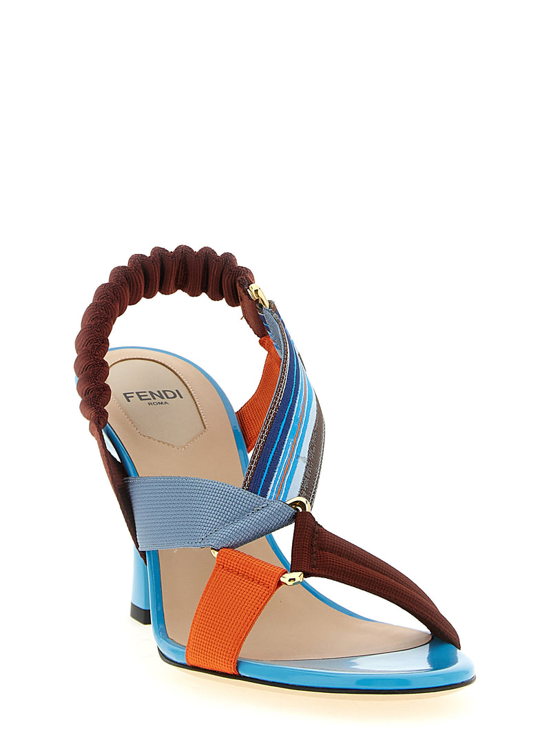 Fendi Multicolor Viscose Colibrì Strap-On Sandals