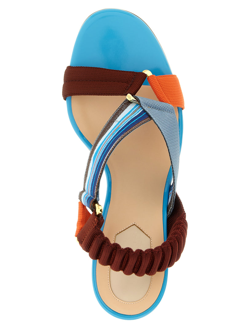 Fendi Multicolor Viscose Colibrì Strap-On Sandals