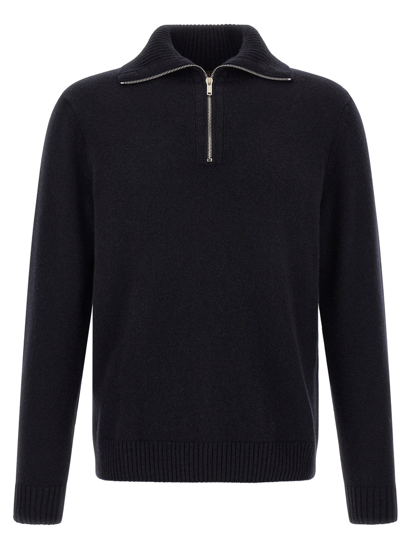 ZANONE Blue Cashmere Half-Zip Cardigan for Men