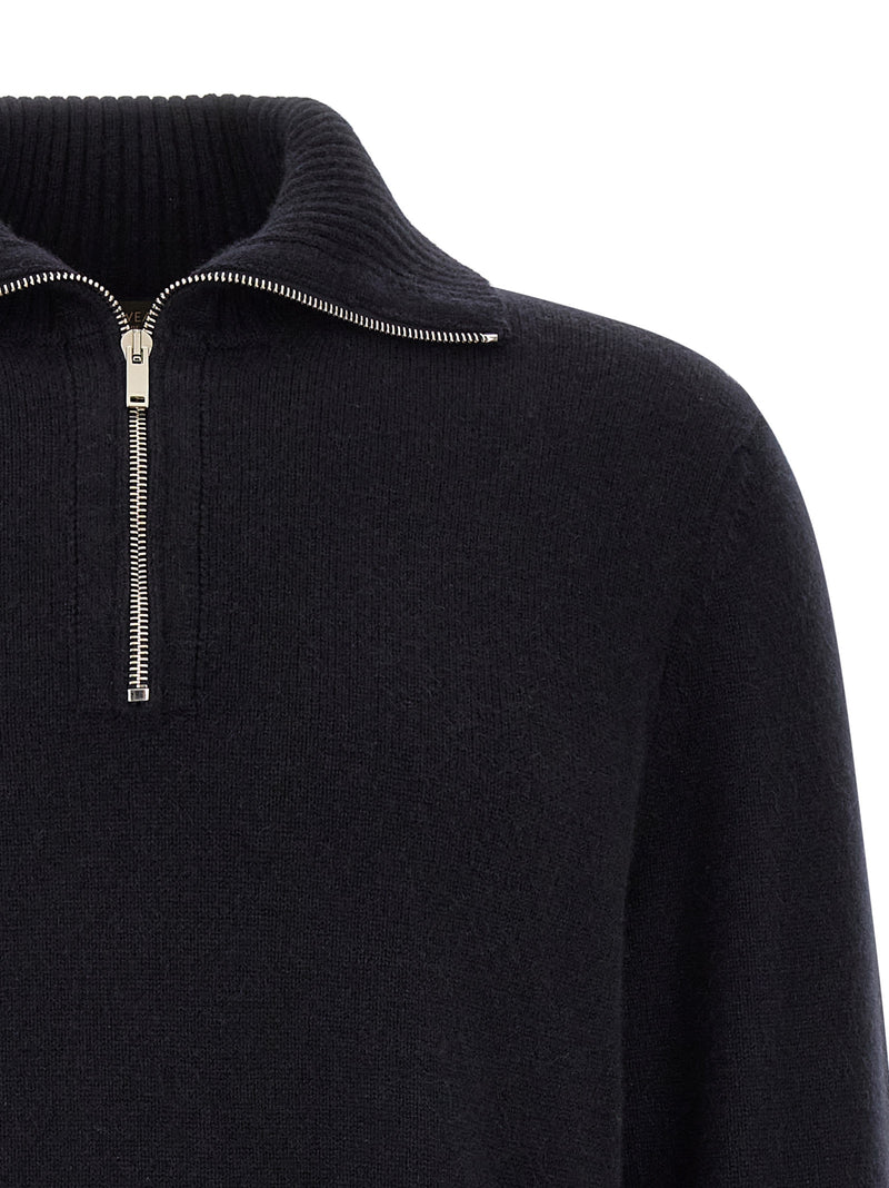 ZANONE Blue Cashmere Half-Zip Cardigan for Men