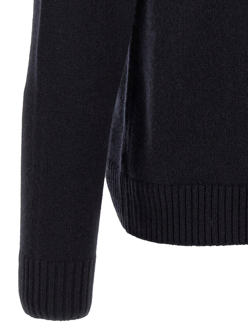 ZANONE Blue Cashmere Half-Zip Cardigan for Men