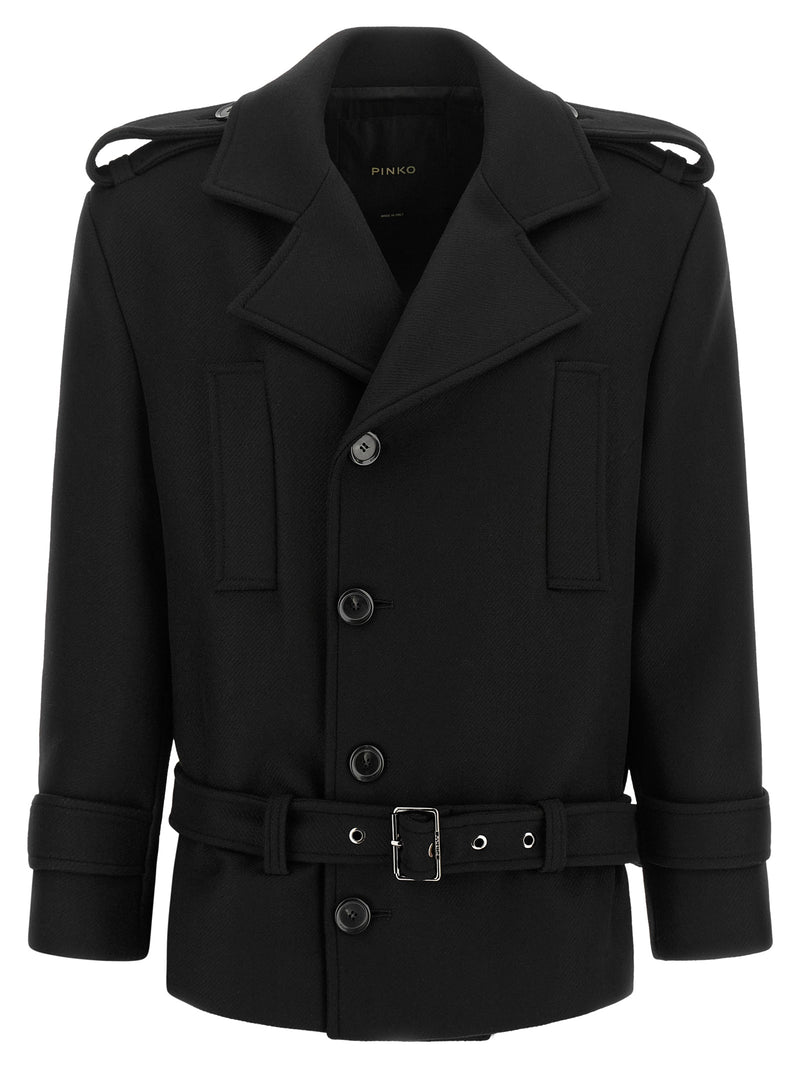 PINKO Tornado Black Wool Coat for Women