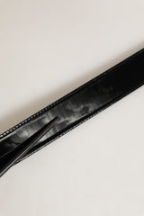 Dolce & Gabbana Black Patent Leather Silver Metal Buckle Belt