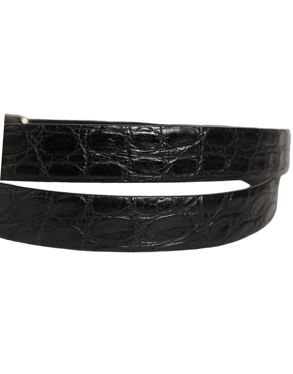 Dolce & Gabbana Black Leather Silver Metal Buckle Men Belt