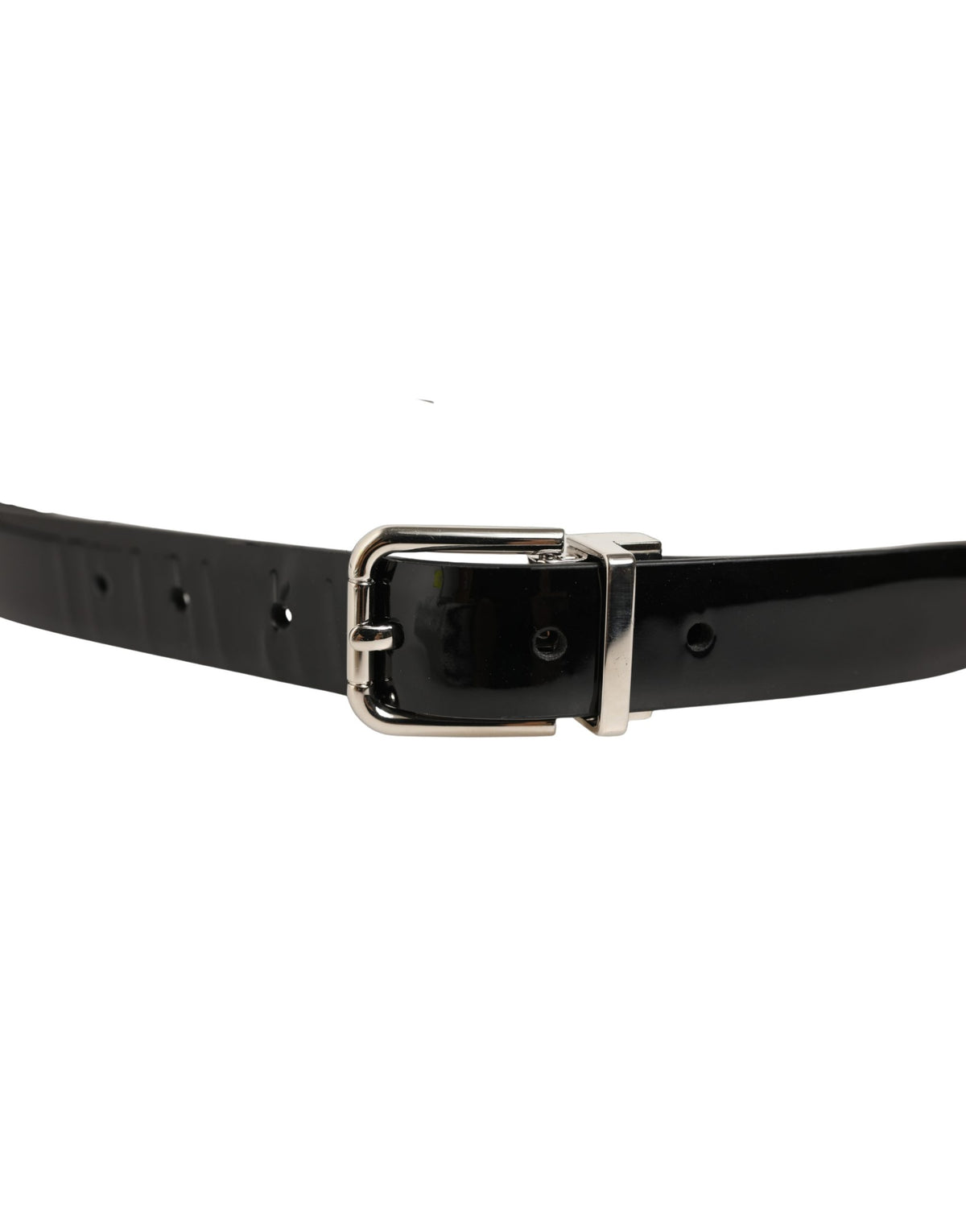 Dolce & Gabbana Black Classic Leather Silver Tone Buckle Belt
