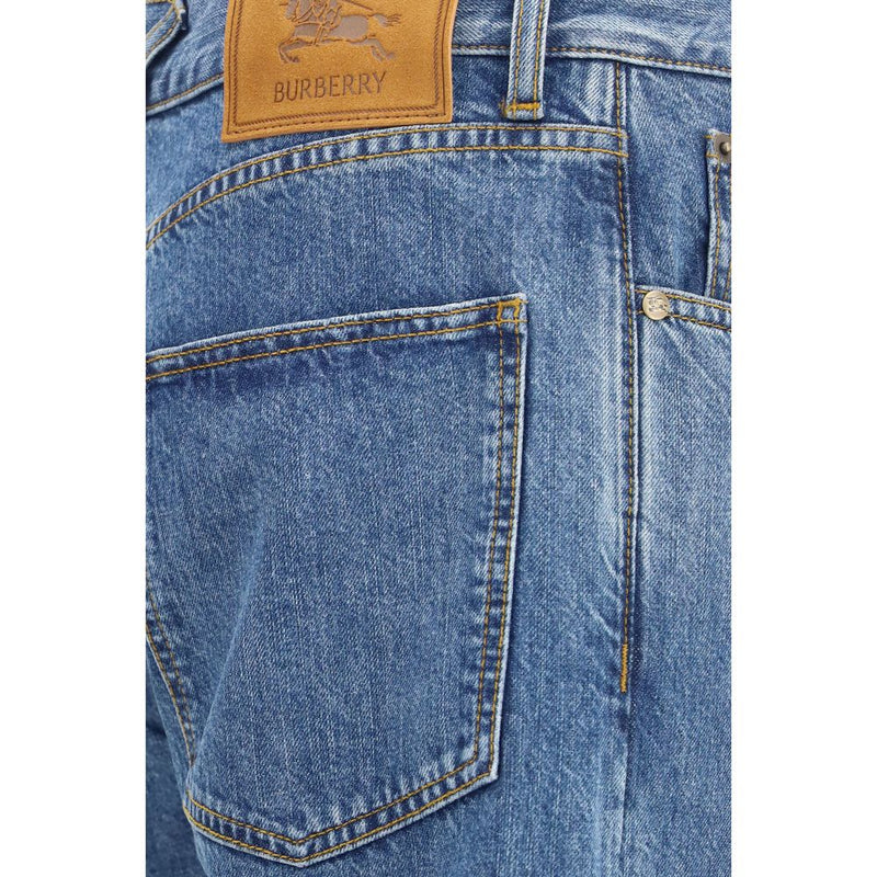 Burberry Blue Cotton Straight-Leg Jeans for Men