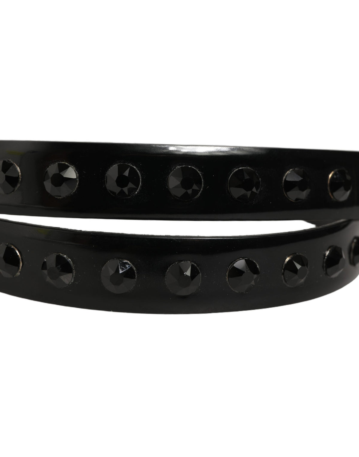 Dolce & Gabbana Black Leather Studs Silver Metal Buckle Belt