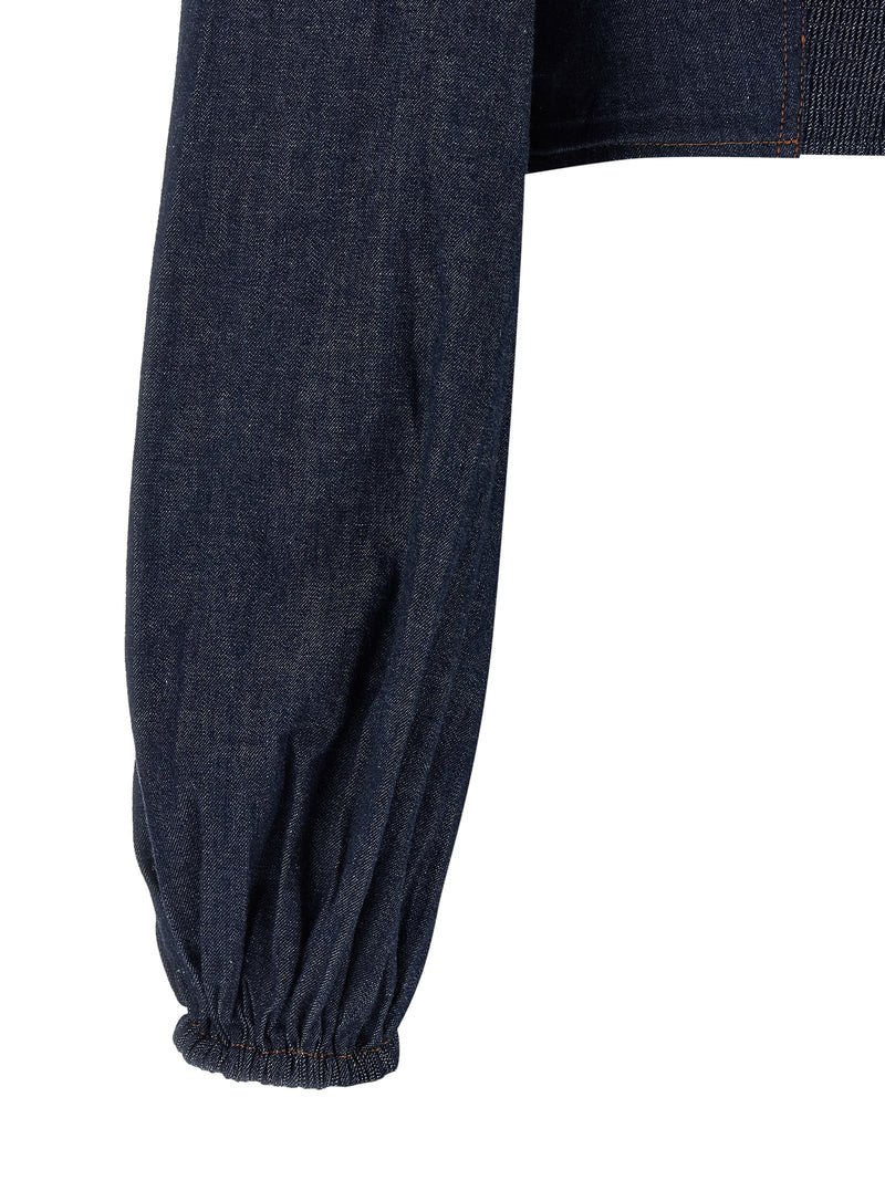 Zimmermann Aster Blue Denim Shirt with Ruffles
