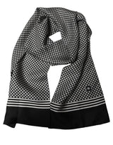 Dolce & Gabbana Black White Geometric Silk Neck Shawl Scarf