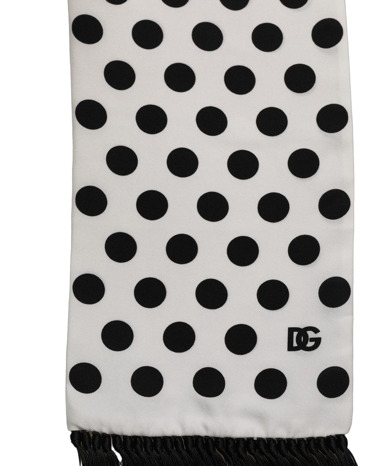 Dolce & Gabbana Black White Polka Dot Fringed Lace Stole Scarf