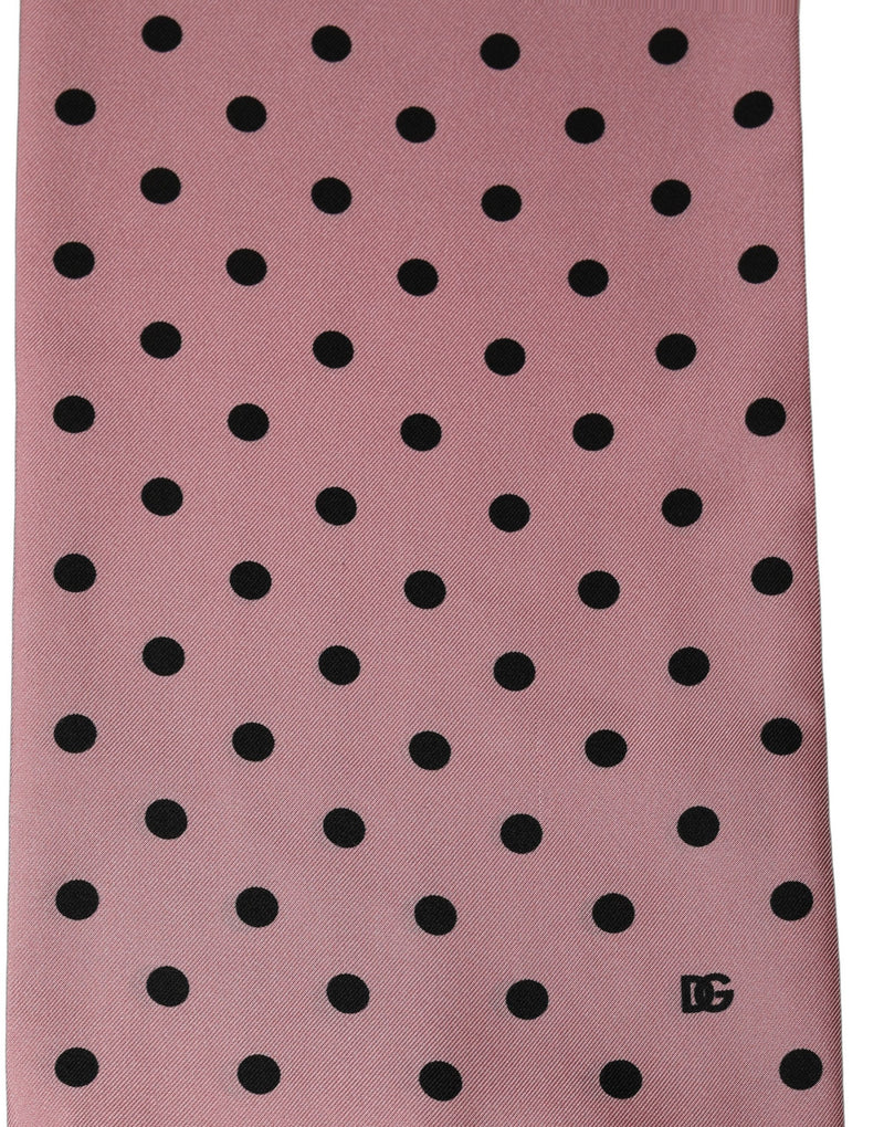 Dolce & Gabbana Pink Polka Dot Silk Fringed Lace Stole Scarf