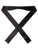 Dolce & Gabbana Men Black Satin Silk Skinny Neck Shawl Scarf