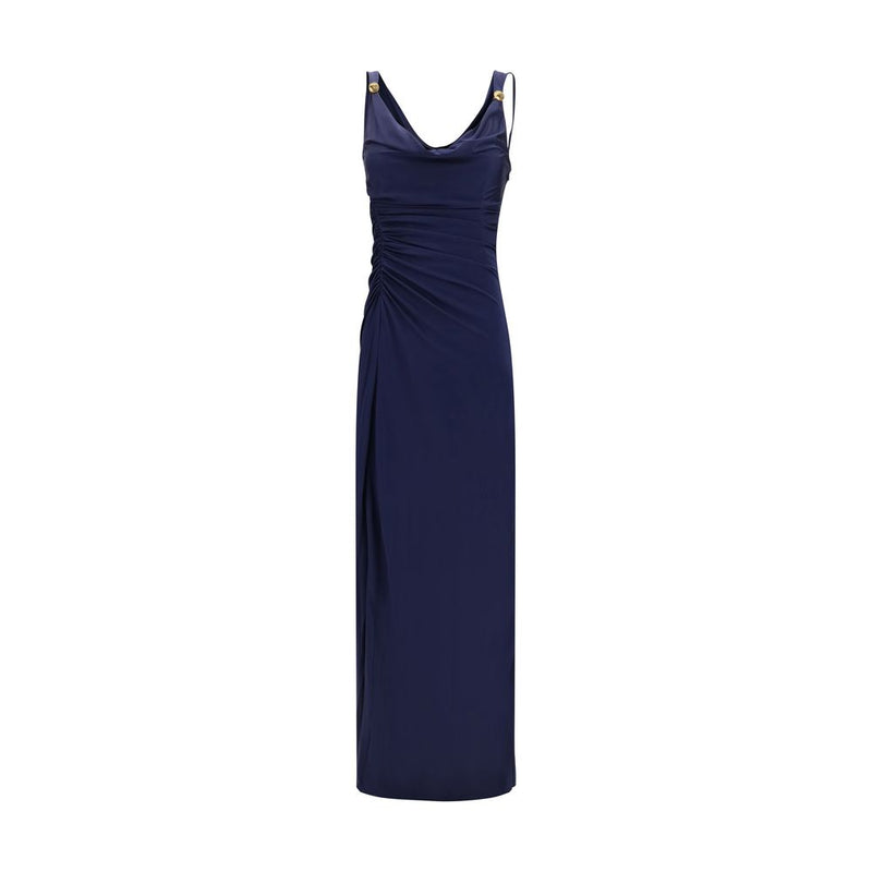 Robe Casual Longue en Viscose Bleue Versace