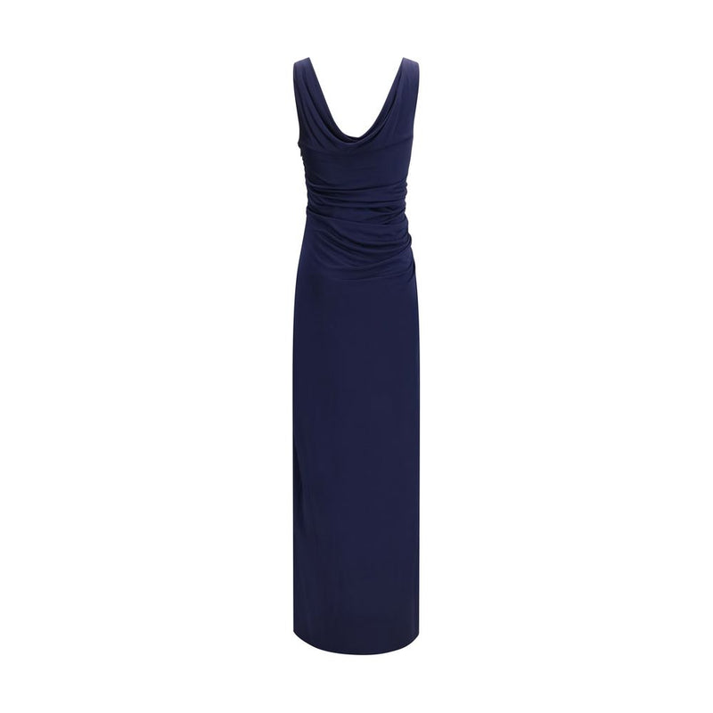 Robe Casual Longue en Viscose Bleue Versace