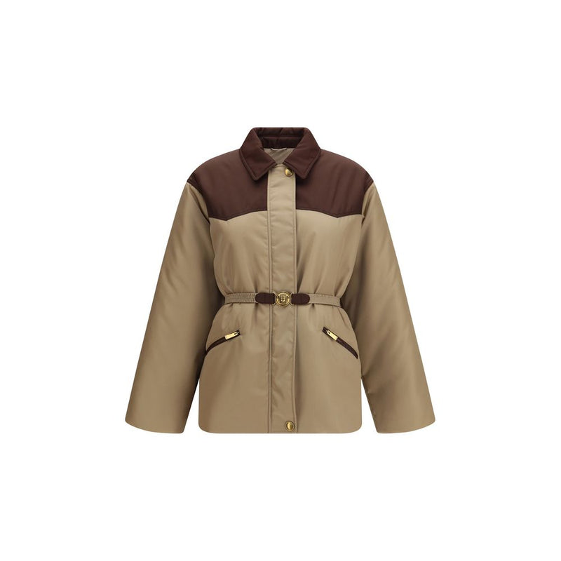 Versace Beige Nylon Full-Length Jacket for Women