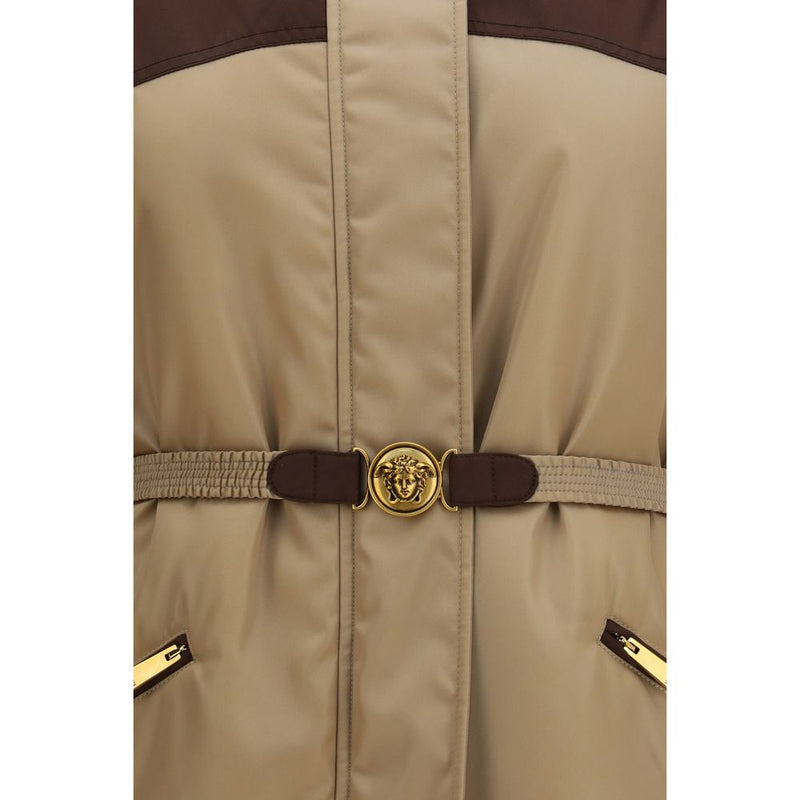 Versace Beige Nylon Full-Length Jacket for Women