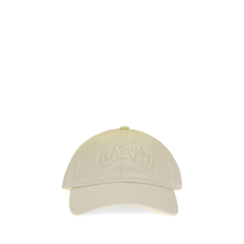 Ganni Beige Cotton Cap - Stylish Baseball Hat for Women