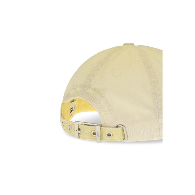 Ganni Beige Cotton Cap - Stylish Baseball Hat for Women