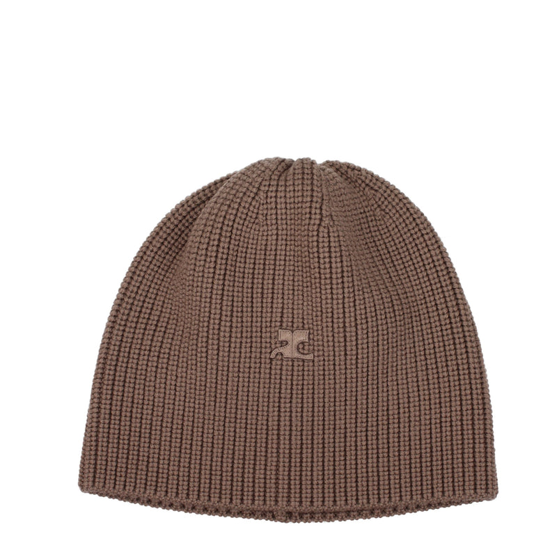 Courrèges Brown Wool Beanie - Chic and Cozy Accessory
