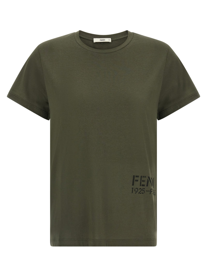 Fendi Bicolor Cotton T-Shirt - Olive Green