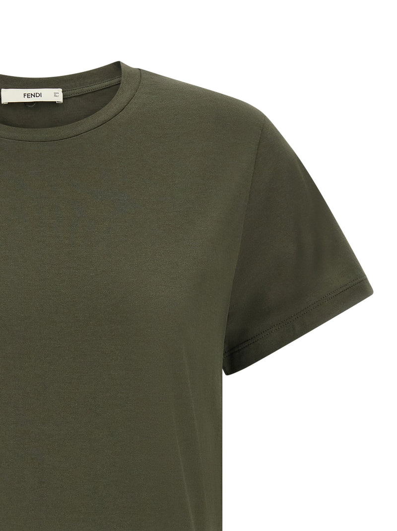 Fendi Bicolor Cotton T-Shirt - Olive Green