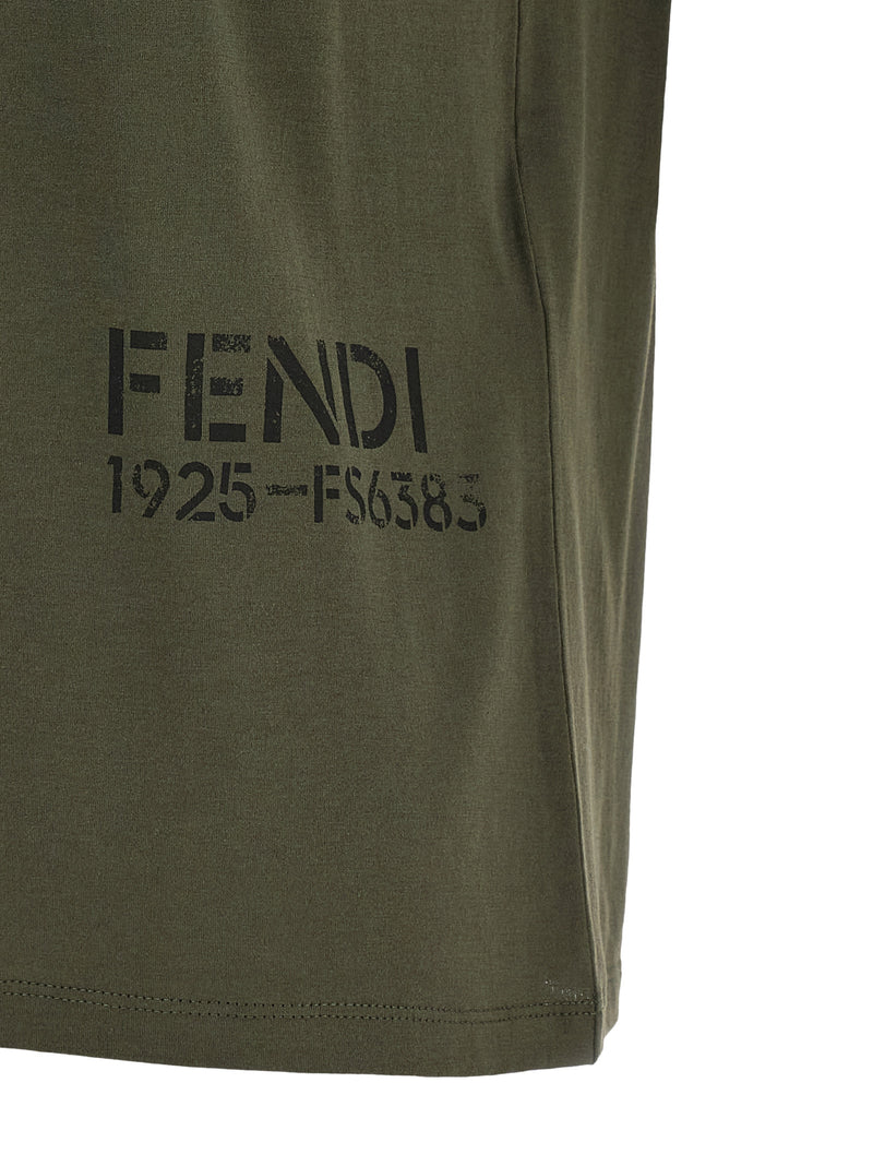 Fendi Bicolor Cotton T-Shirt - Olive Green