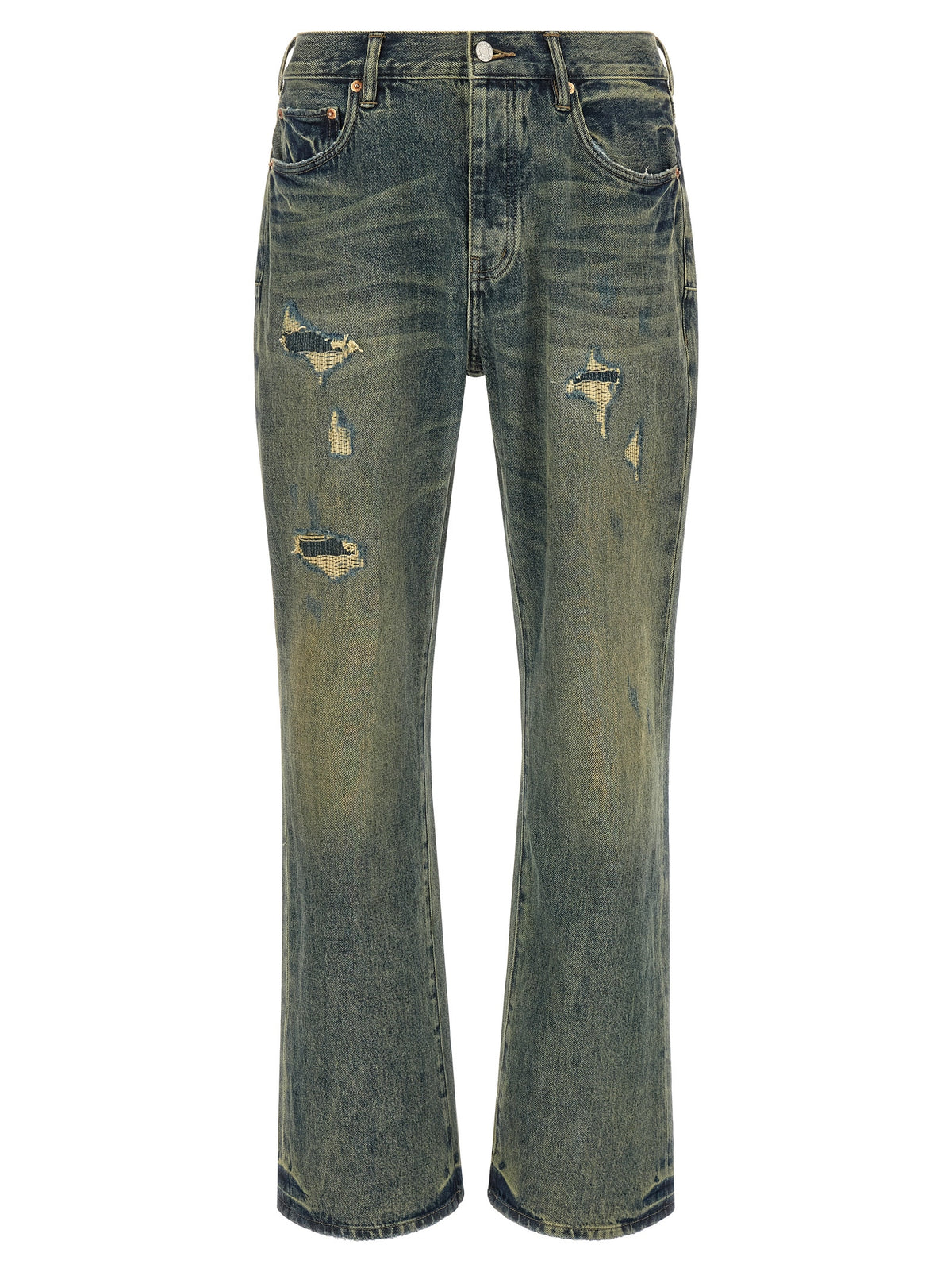 PURPLE Blue Cotton Bootcut Jeans
