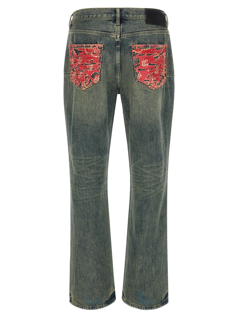 PURPLE P026 Blue Cotton Bootcut Jeans for Trendy Men