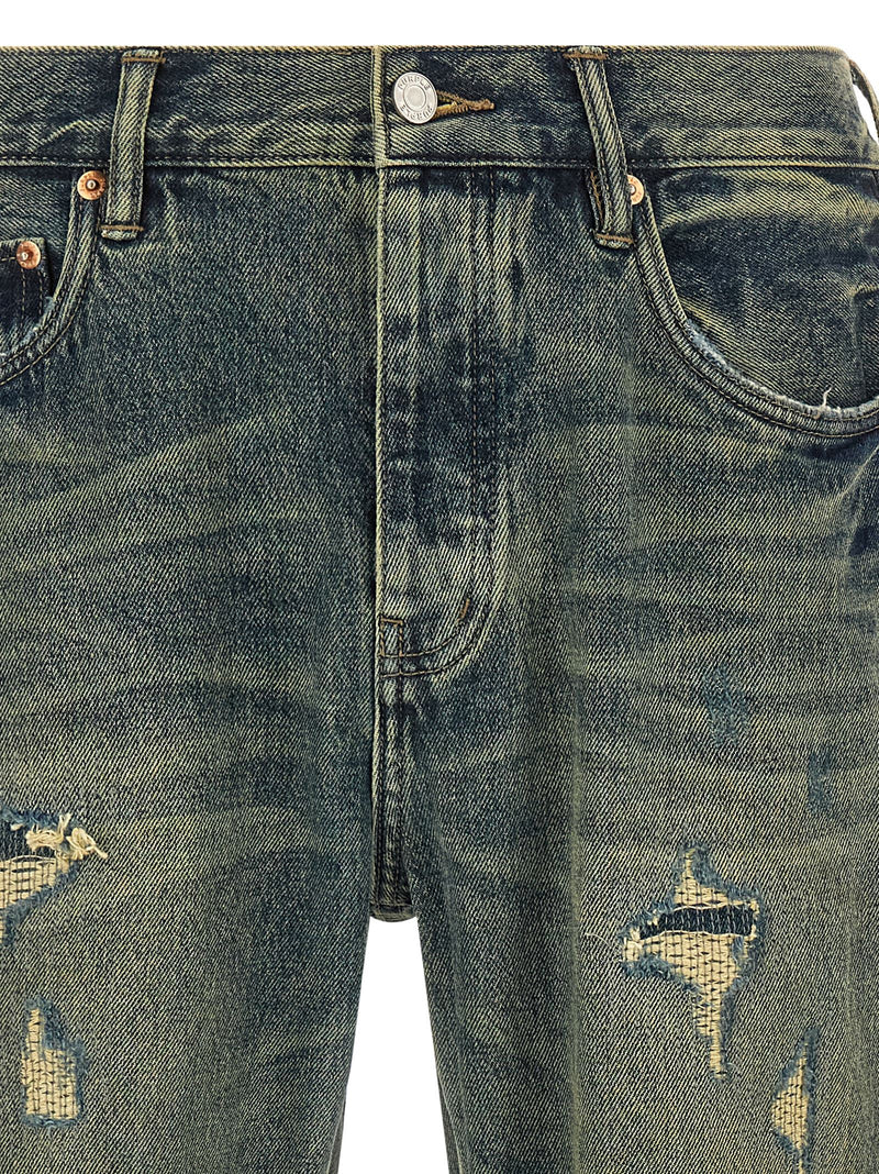 PURPLE P026 Blue Cotton Bootcut Jeans for Trendy Men