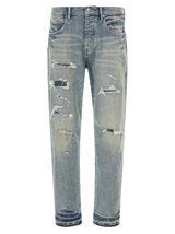PURPLE Blue Cotton Tapered Jeans