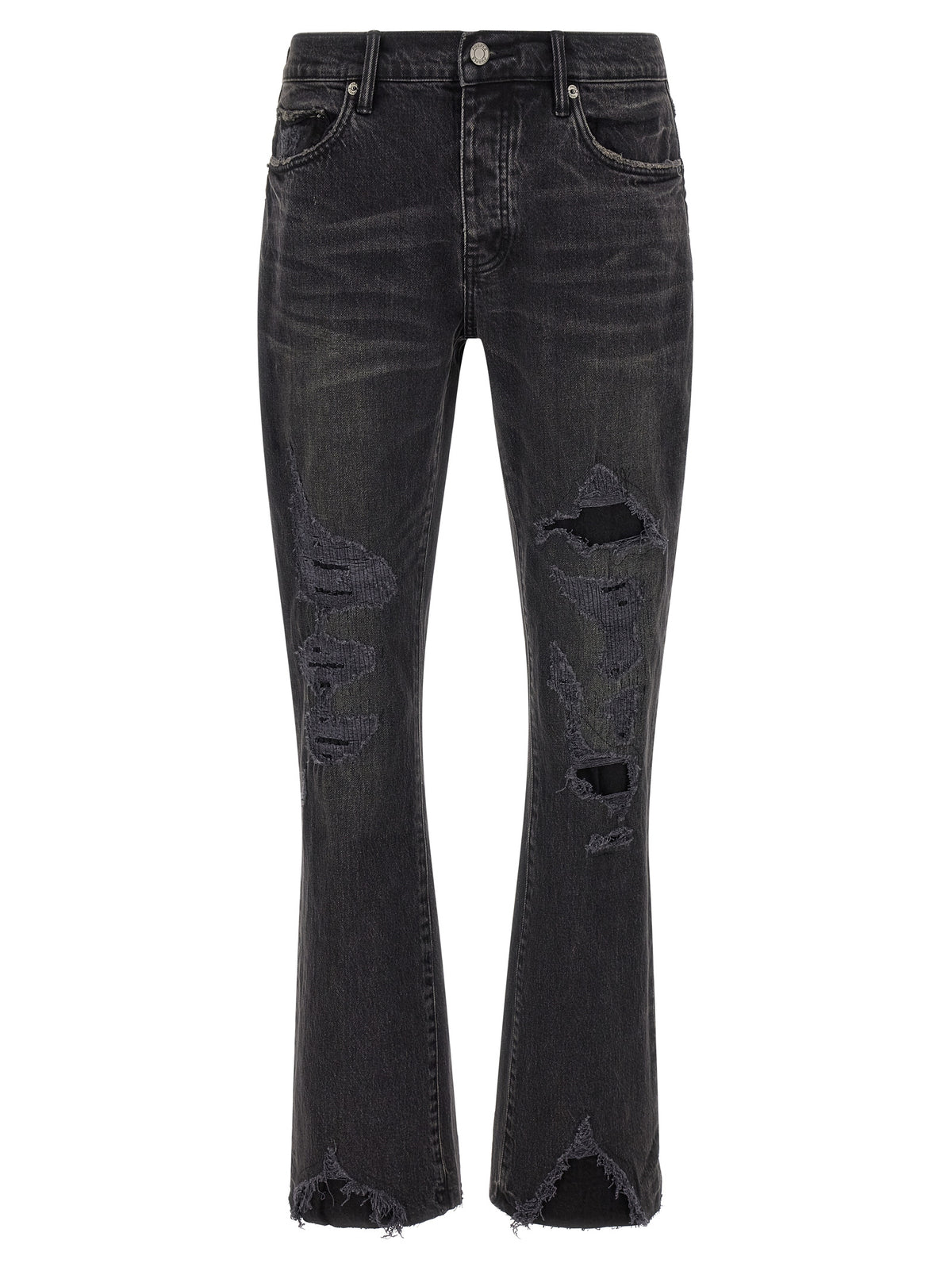 PURPLE Black Cotton Flared Jeans
