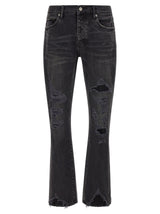 PURPLE Black Cotton Flared Jeans