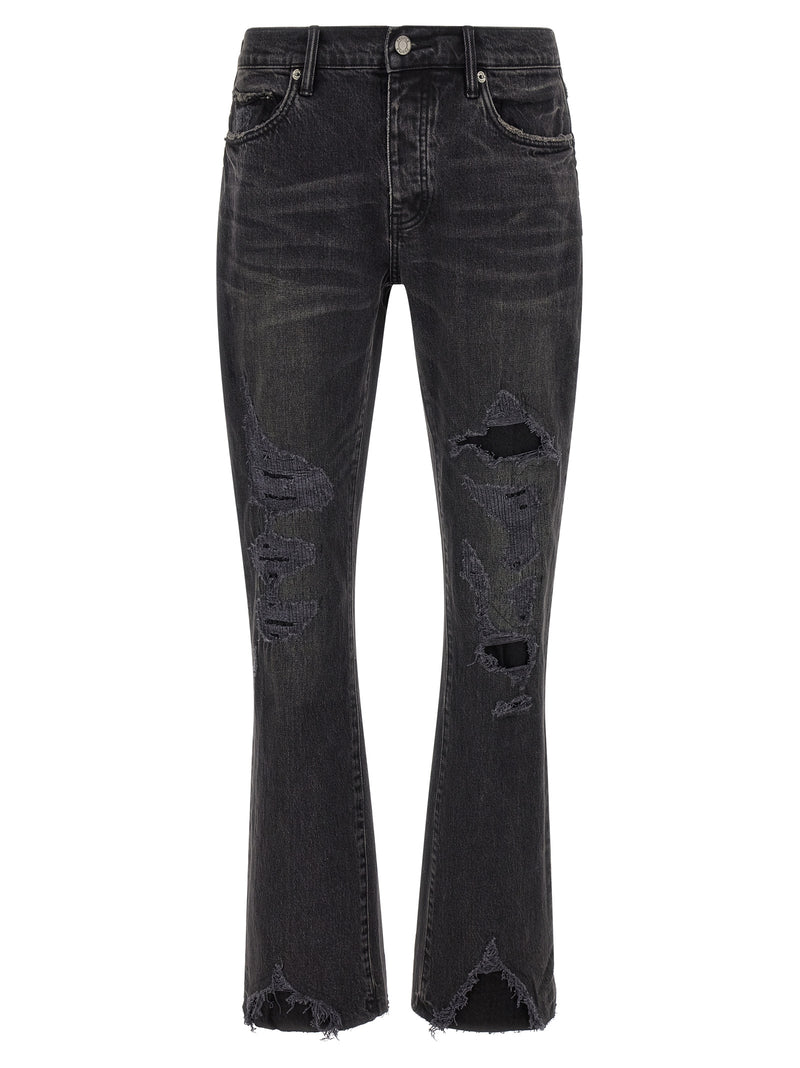 PURPLE Black Cotton Flared Jeans - Trendy Low-Waisted Fit