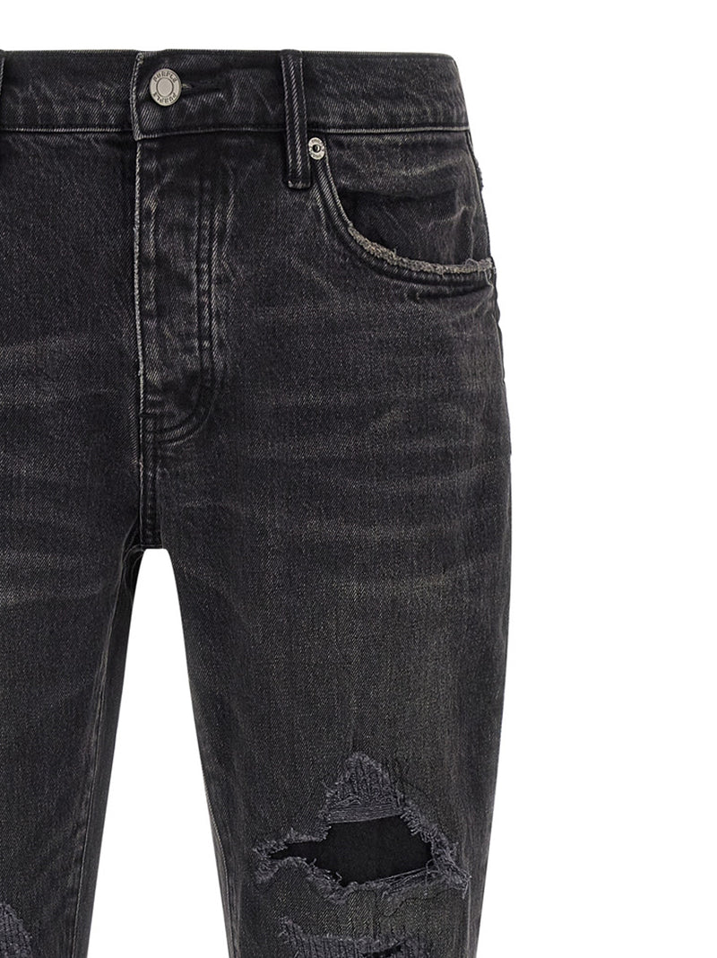 PURPLE Black Cotton Flared Jeans - Trendy Low-Waisted Fit