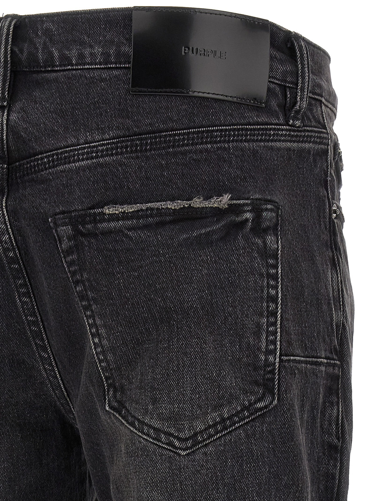 PURPLE Black Cotton Flared Jeans