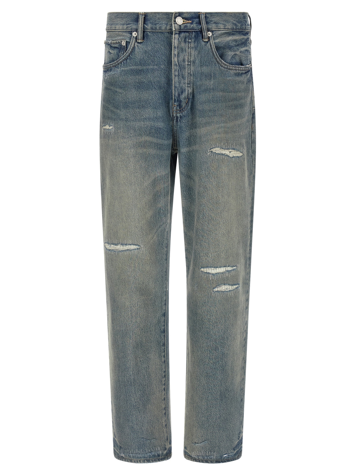 PURPLE Gray Cotton Straight-Leg Jeans