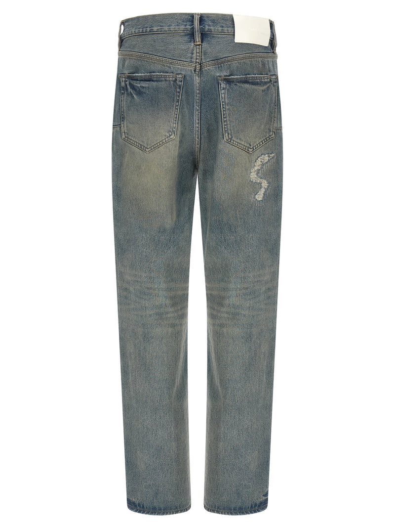 PURPLE P011 Gray Cotton Straight-Leg Jeans for Men