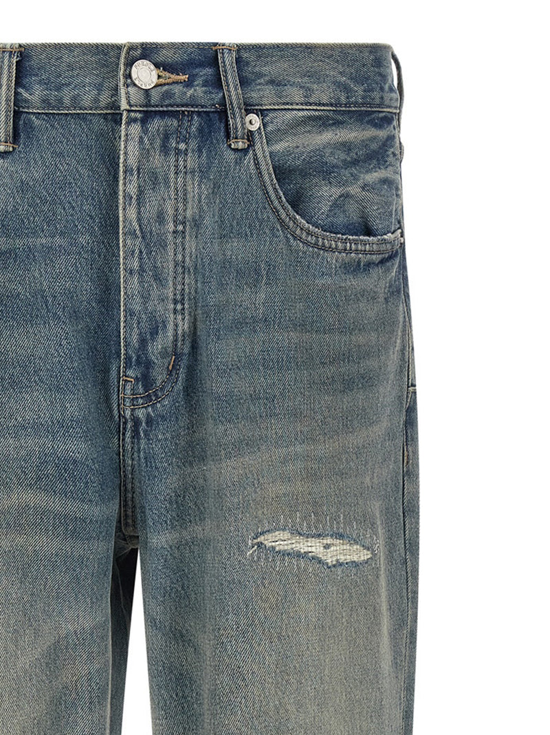 PURPLE P011 Gray Cotton Straight-Leg Jeans for Men