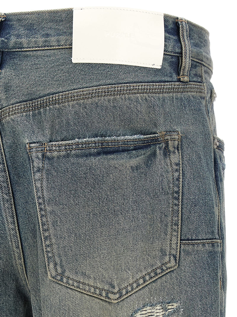PURPLE P011 Gray Cotton Straight-Leg Jeans for Men