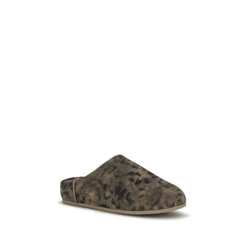 UGG Elea Spotted Brown Suede Leather Mules for Women