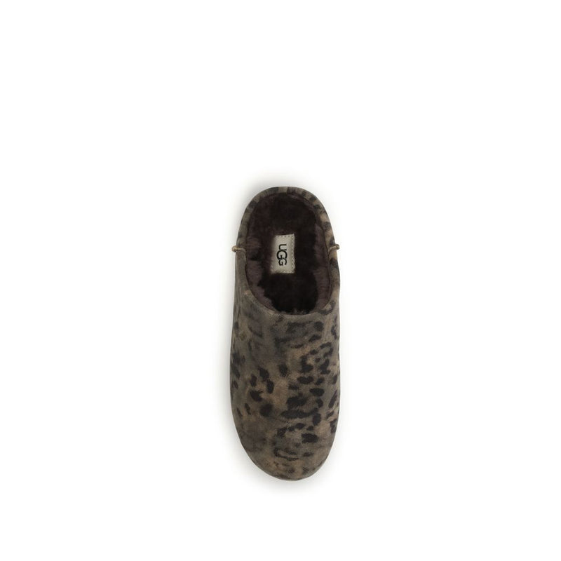 UGG Elea Spotted Brown Suede Leather Mules for Women