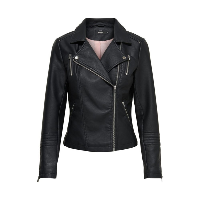 Only Black Viscose Biker Jacket - ONLGEMMA FAUX LEATHER